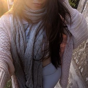 Long Grey Knit Scarf